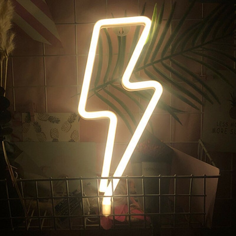 Lightning Led Neon Sign Muur Nachtlampje Usb Batterij Operated Tafellamp Voor Thuis Slaapkamer Party Wedding Decor Kids: Warm