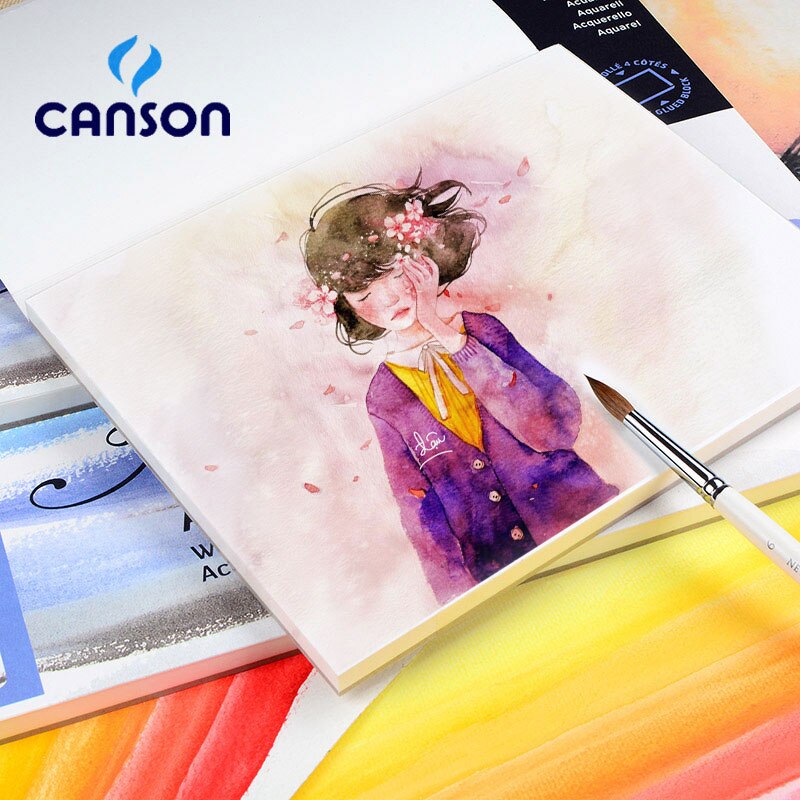 Canson – livre d&#39;aquarelle Montval, 300g, 20 feuilles de papier aquarelle, carnet de croquis, peinture au crayon de couleur