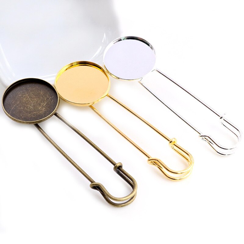 5 Pcs 25 Mm 20 Mm 18 Mm Binnenmaat Heldere Verzilverd Verguld Brons Broche Pin Eenvoudige Stijl cabochon Basisafstelling Hanger