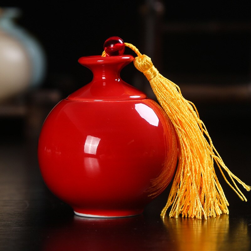 Wielofunkcyjne uszczelnione słoiki ceramiczne różne puszki na herbatę słoiki ceramiczne zamknięte puszki pojemniki w proszku puszki słoiki wielokolorowe słoiki: Czerwony