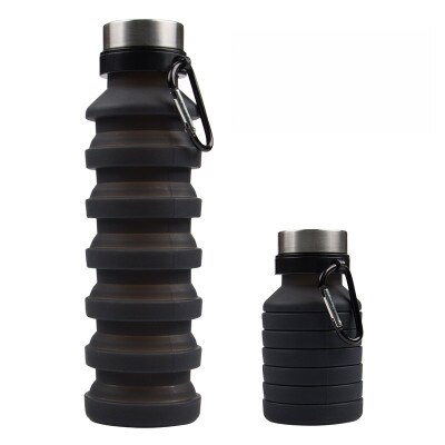 Grote Capaciteit 550Ml Outdoor Sport Water Fles Draagbare Siliconen Vouwen Water Beker Voor Bergbeklimmen Reizen: Black