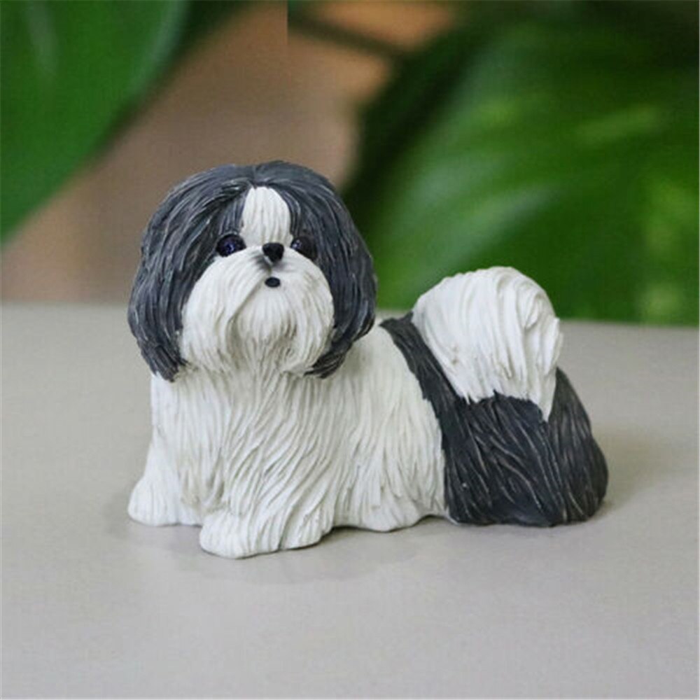 JJM Shih Tzu Dog Pet Figure Resin Model Canidae Animal Chrysanthemum Collector Toy Car Decoration Educational for Adults Kids: B