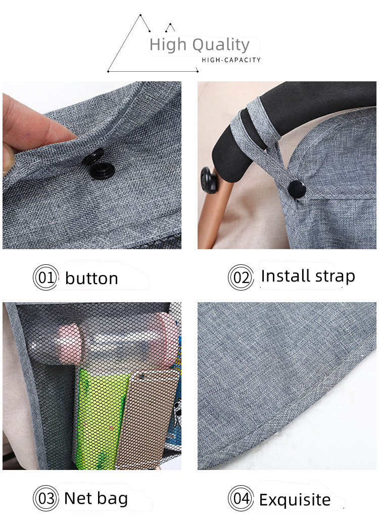 Kinderwagentasche - Hängendes Netz Große Taschen - Tragbare Regenschirmtasche - Becherhalter Organizer - Universal-