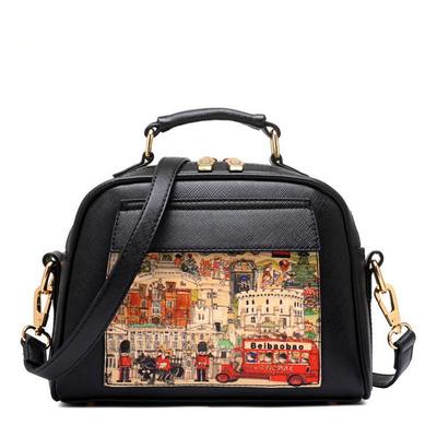 Beaumais Pu Leder Frauen Leder Handtasche Berühmte Frauen Bote Taschen Frauen Schulter Tasche Tasche Druck Weiblichen Beutel DB5794: Schwarz