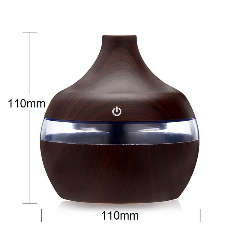 Elektrische Luchtbevochtiger Essentiële Aroma Olie Diffuser Ultrasone Houtnerf Luchtbevochtiger Usb Mini Mist Maker Voor Kantoor Led Licht: Deep wood grain