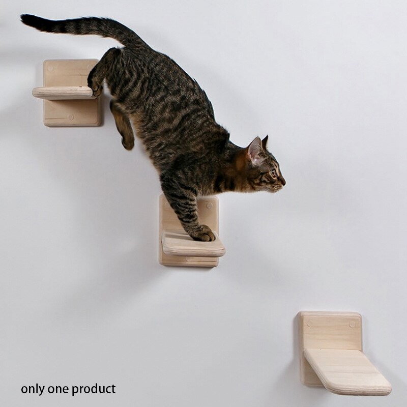 Cat Wall Frame Cat Climbing Ladder Pine Wall Cat Jumping Platform Springboard Solid Wood Wall-Mounted Cat Climbing Frame