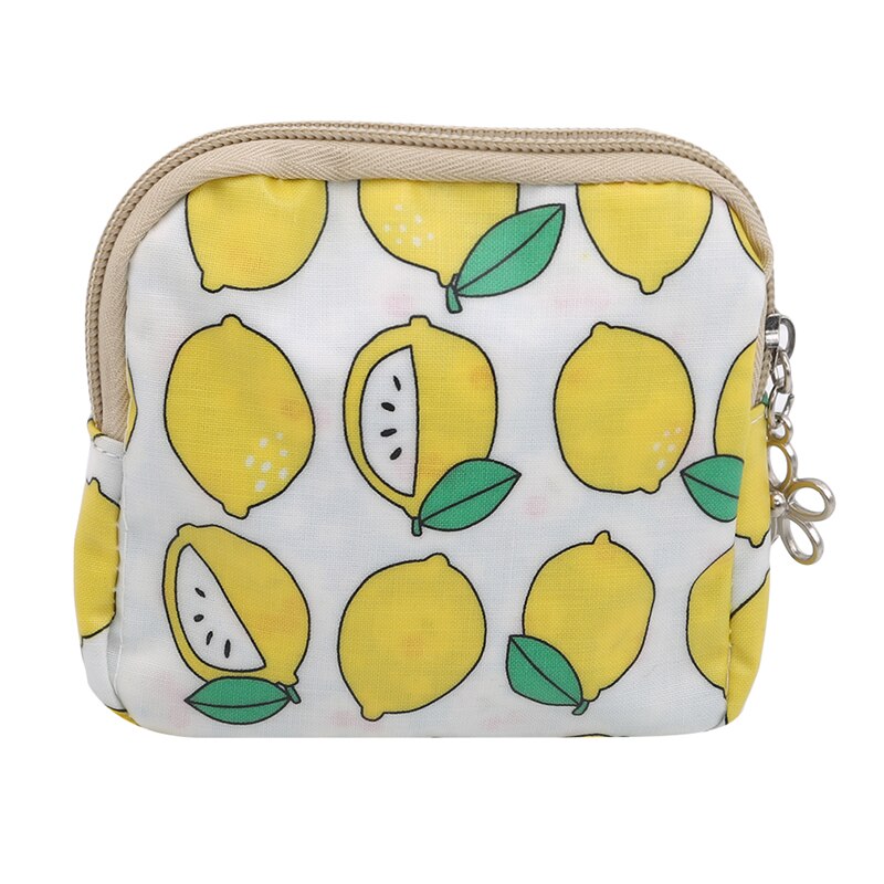 Myntpung lommebok kvinner myntholder veske kvinnelig jente frisk liten blomst glidelås clutch myntkort nøkkelholder etui: Gul sitron