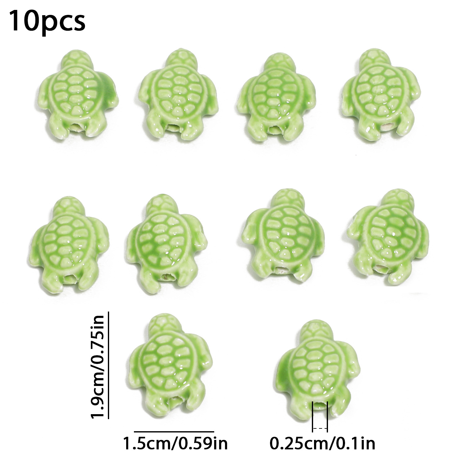 10 Uds. De cuentas coloridas mezcladas de tortuga marina, cuentas espaciadoras de cerámica esmaltadas florales, joyería para hacer DIY, collar, pendiente, pulsera, 19x15mm: Rojo