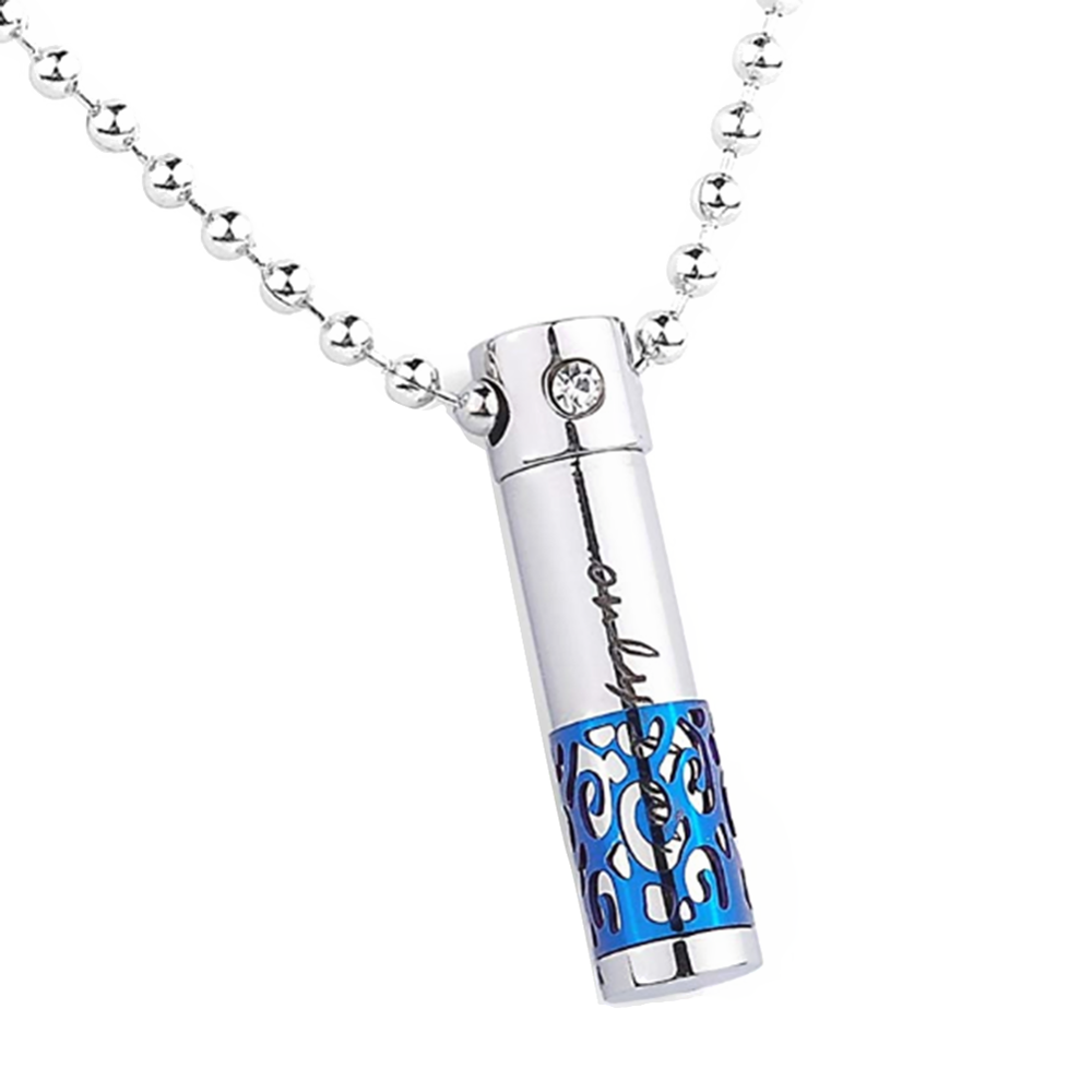 Dell'acciaio Inossidabile di modo Cilindro Memorial Vite Si Apre Urna Ciondolo Collana Cremazione Gioielli per Le Ceneri (Solo Amore): 7X29mm Blue