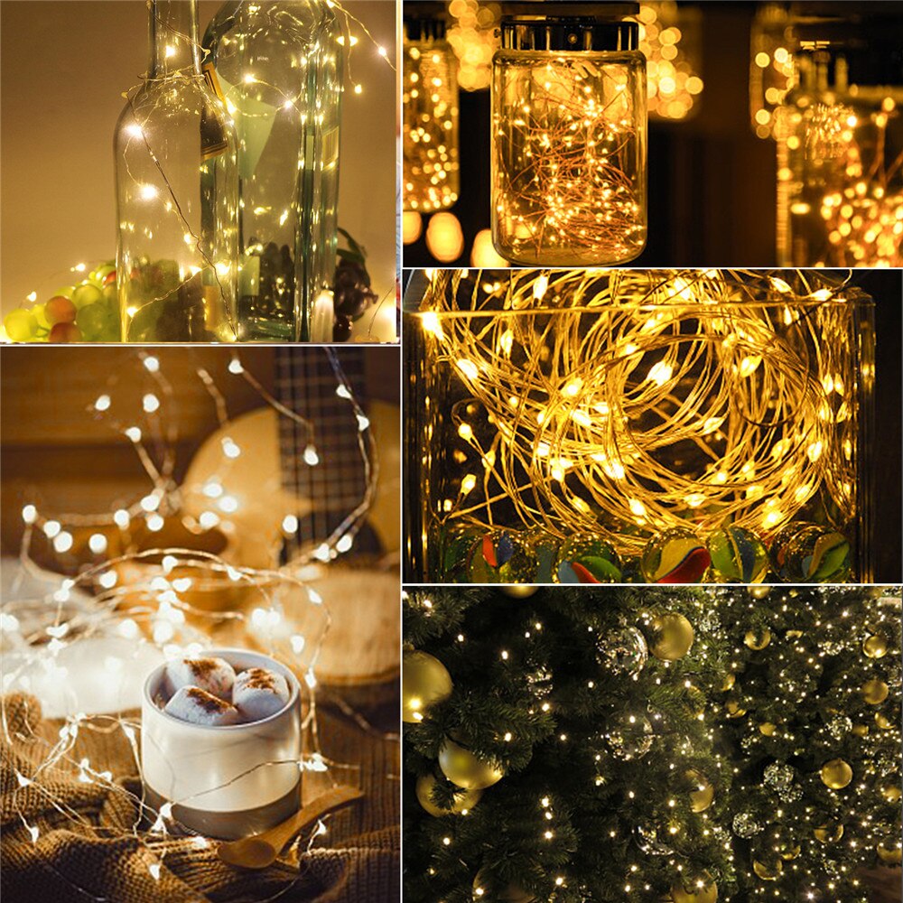 2X10M 200LED Copper Wire Solar Fairy LED String Light Tree Vines Branch lights Outdoor Garden Waterfall Icicle Light
