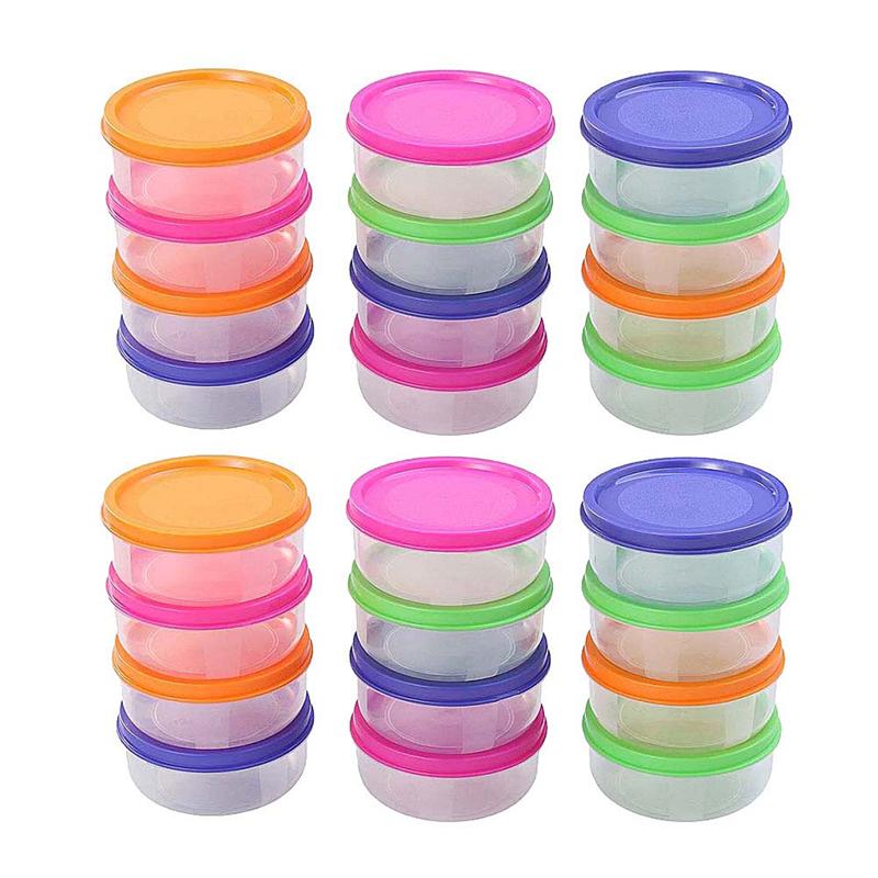 24 stk 150ml praktisk mini plastbolle oppbevaring matkasse rund mini crisper fryser mikrobølgeovn tilgjengelig