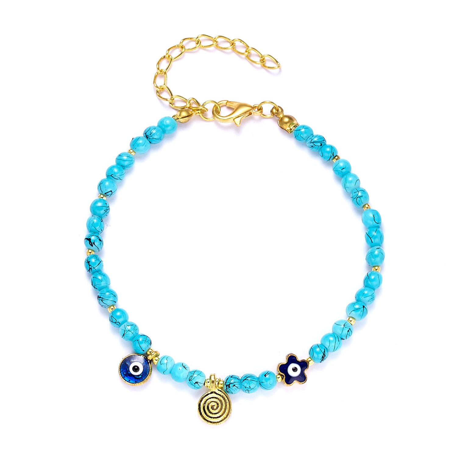 Rinhoo Classic Trendy Turkish Evil Eye Bracelet Pave Lucky Blue Eye Charm Bracelet Adjustable Female Party Jewelry: 6