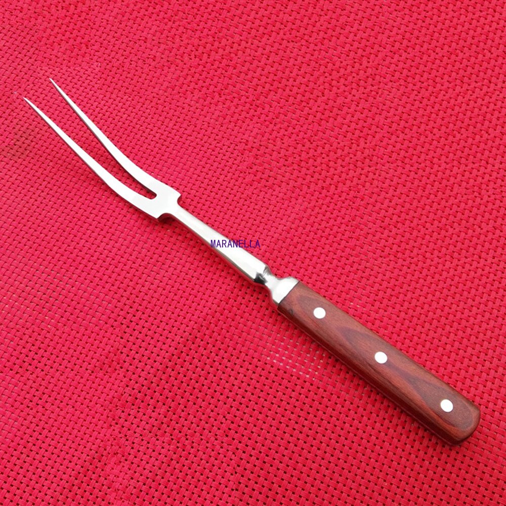 Multifunction 36cm Stainless steel Barbecue Fork Beef Mutton Western Food Meat Fork Kitchen Tableware with Wooden Handle