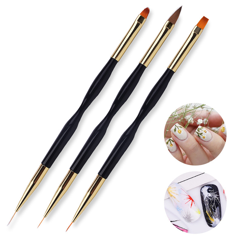 1Pcs Manicure Borstel Dual End Uv Gel Nail Art Brush Set 7/9/11mm Extension Builder gradiënt Franse Tekening Liner Manicure Gereedschap