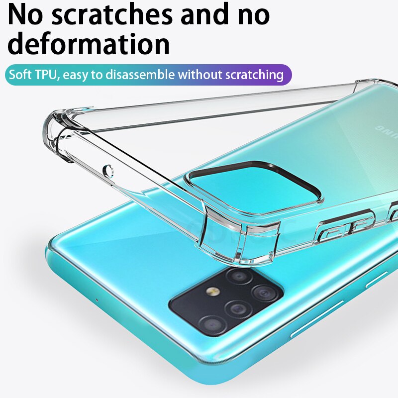 luxury Shockproof Phone cases on For Samsung Galaxy A51 A71 A50 A70 A50 A40 A80 A90 clear Silicone Case For Samsung M30 M40 Case