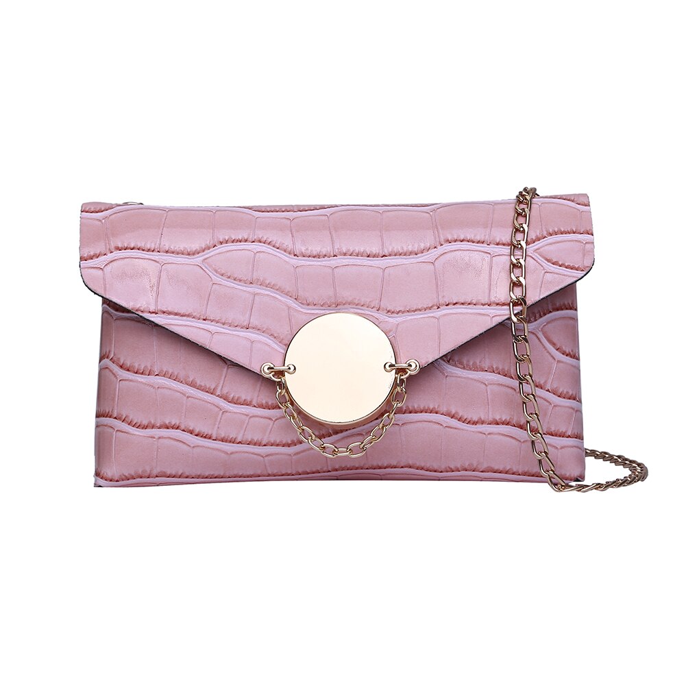 Steen Patroon Crossbody Tassen Vrouwen Pu Lederen Ketting Kleine Envelop Schouder Messenger Purse Handtas: Roze