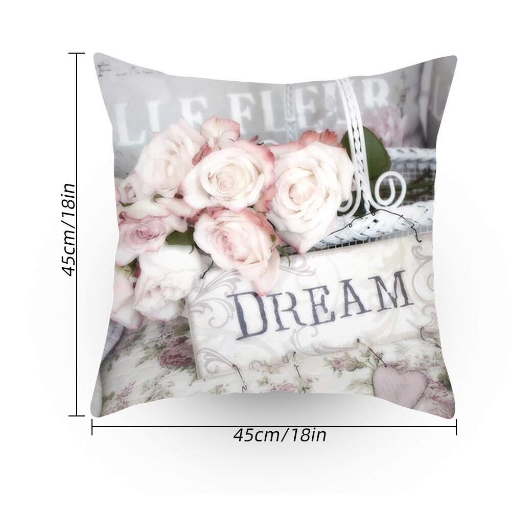 45 x 45cm 1 blomst farverig sofa pudebetræk pink pudebetræk pudebetræk hjemme sovesofa stol dekoration 17.72x 17.72 tommer: -en