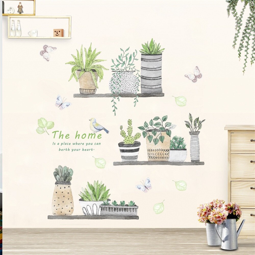 Decoratieve Schilderkunst Bedroomliving Kamer Tv Stickers Muurschildering Cactus Muursticker