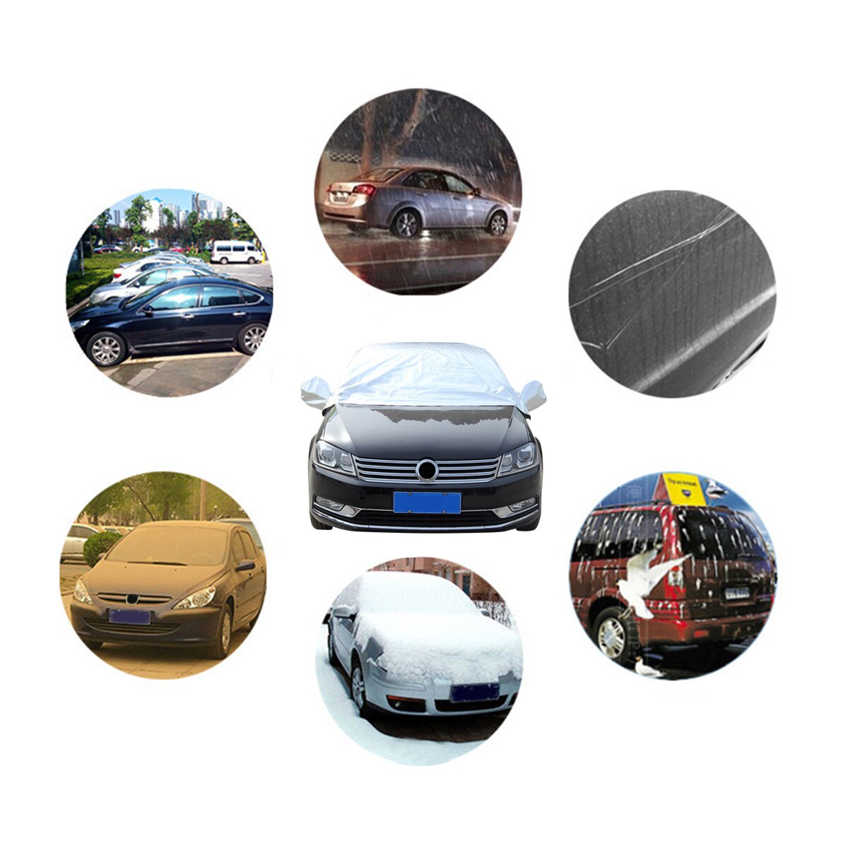 UV Protection Dust Proof Car Cover Universal Fit Half Semi Car Protection Cover Protect Your Vehicle From Harmful UV Rays