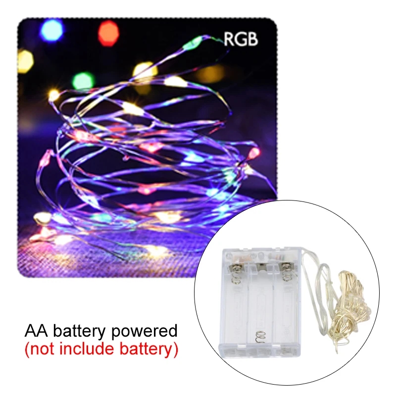 10M 5M 3M 2M Kupferdraht LED Lametta Girlande Batteriebetriebene Fee LED Lichterketten für Weihnachten Hochzeit Party Dekor: YELLOW / 650W