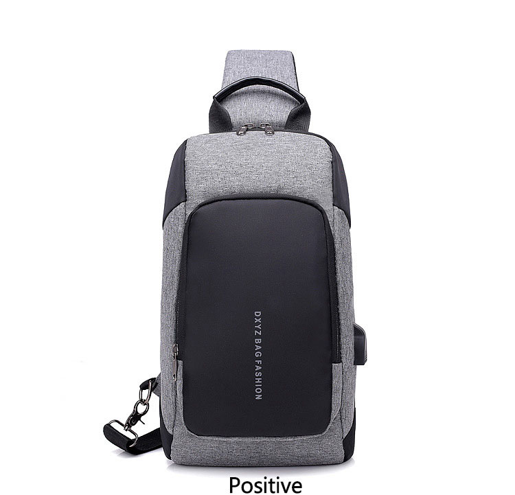 UOSC Luxe Borst Tas USB Messenger Crossbody Tassen Voor Mannen Schoudertas Sling Bag Waterdichte Korte Reis Mobiele Telefoon Tas: Gray