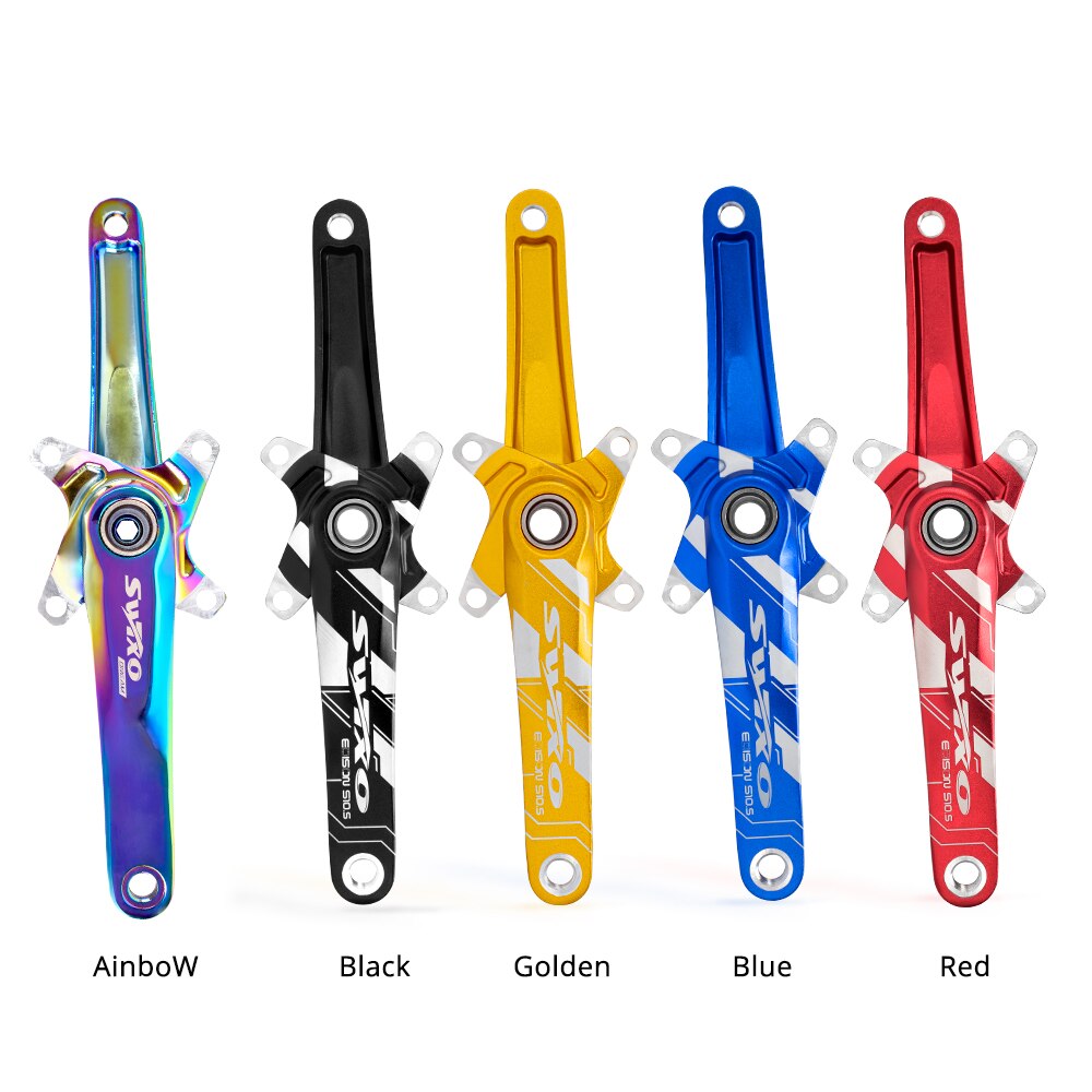 SWTXO 104BCD MTB Bike Crankset Bicycle Crank Chainwheel Rainbow Aluminum Alloy With Bottom 170mm Crank 32T 34T 36T 38T Plate