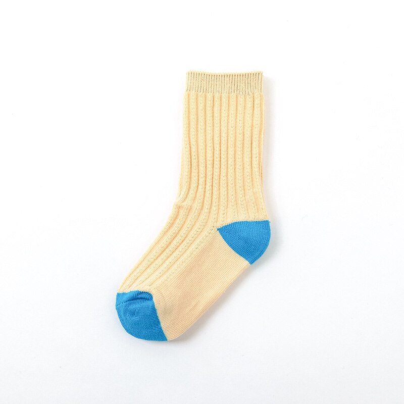 1 Pair Korean Style Mid Tube Socks for Children Four Seasons Solid Color Soft Cotton Boys Girls Casual Socks College Sports Sock: Khaki / S(1-3 Years Old)