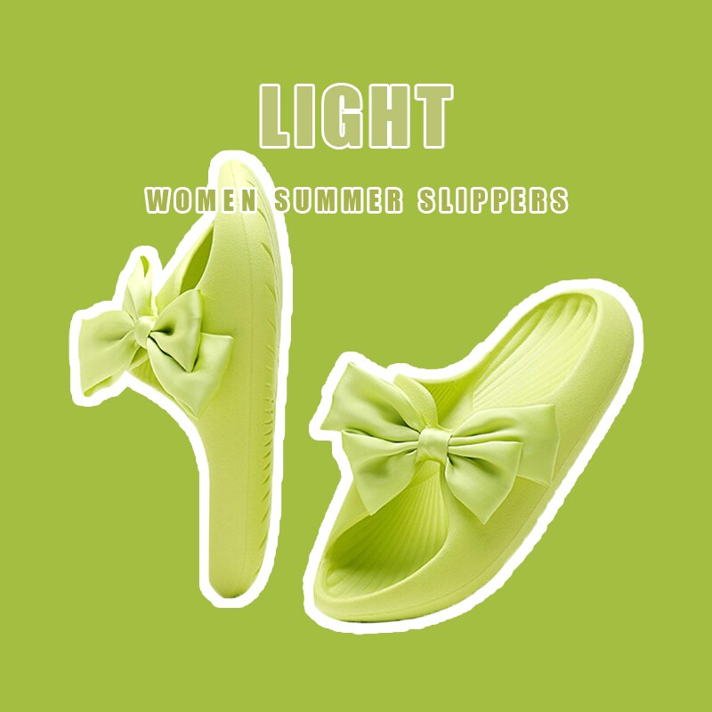 Summer Women's Slippers Pink Cute Bow Sandals EVA Non-slip Breath Home Ladies Slides Lightweight Soft Outdoor Sandals Girls JK
