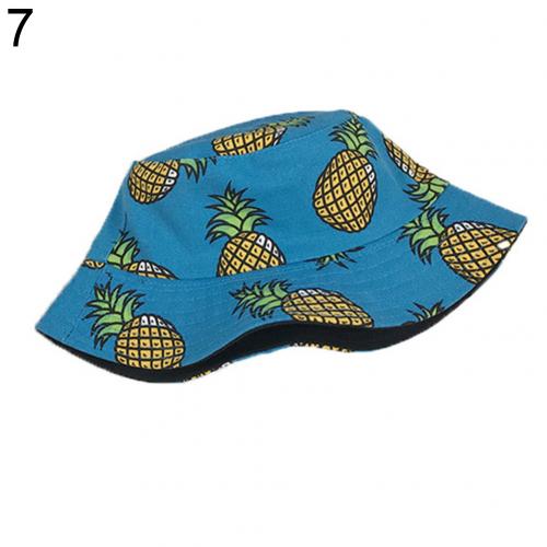 Trykt banan ananas unisex spand hat udendørs bred skygge foldbar anti-uv street hip hop cap sol hatte jul: 07