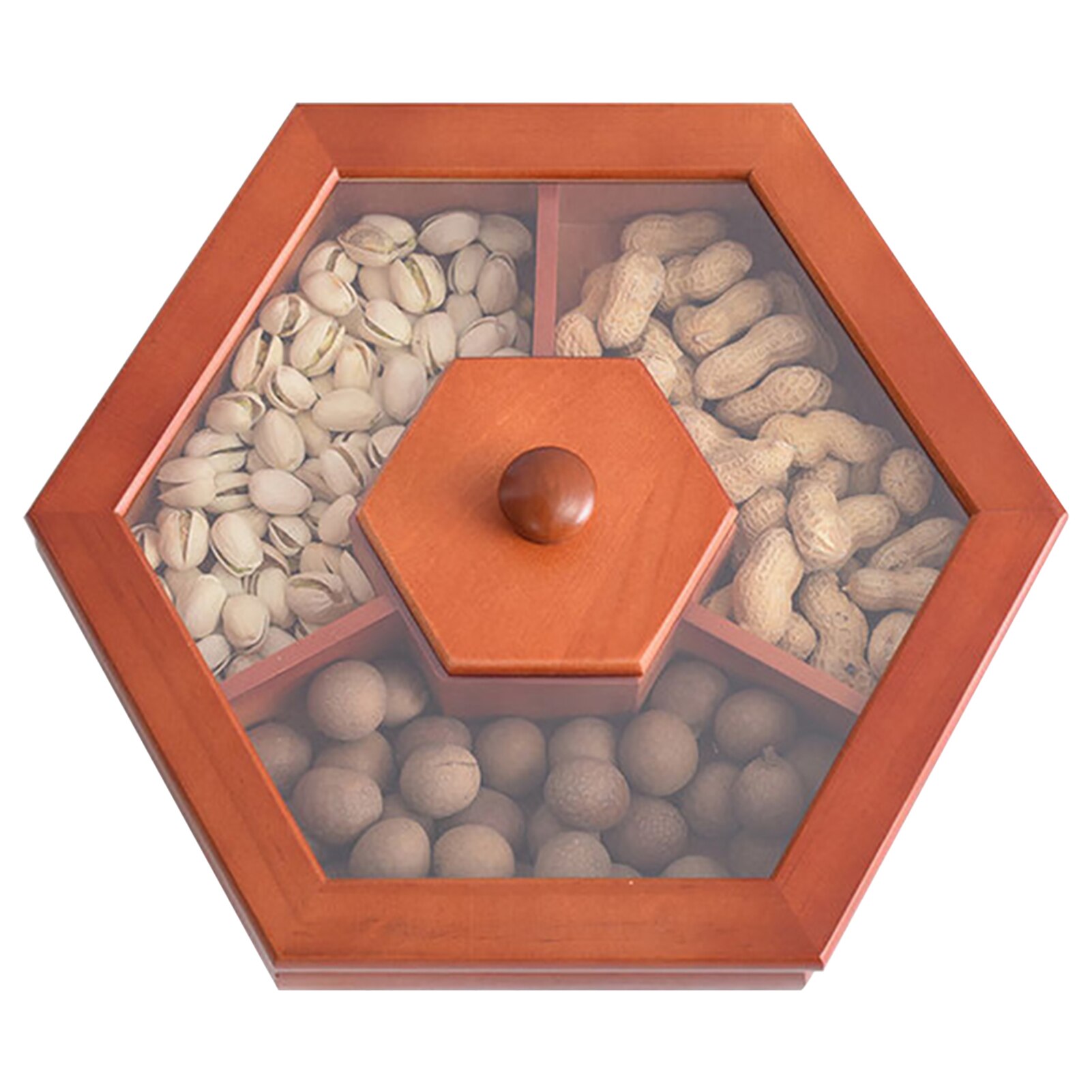 Snack Storage Container Sweets Cookies Desktop Kitchen Sectional Tray Candy Home With Lid Party Serving Wooden Dried Fruit Box: 2