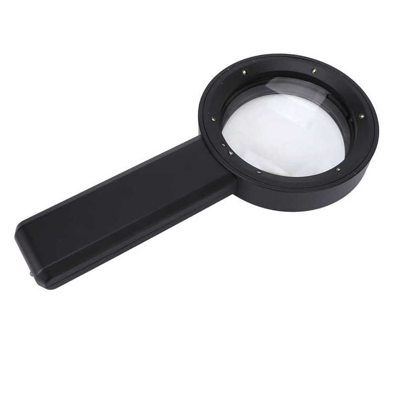 Illuminated Lighted Magnifier Handheld Magnifying Glass 6X/15X USB Charging with 6 LED for Make Handicrafts for Seniors
