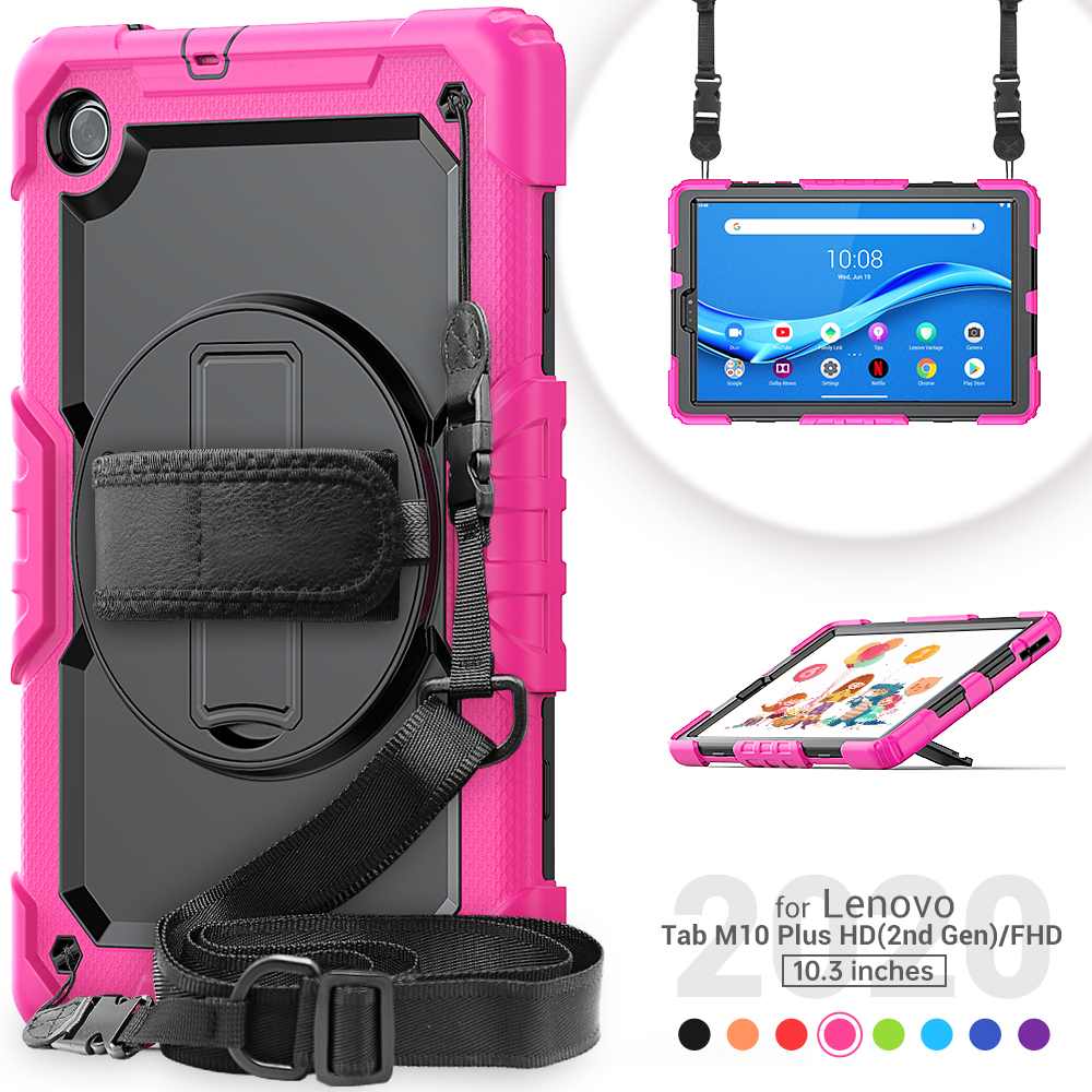 robust støtsikkert deksel til lenovo fanen  m10 hd 3rd 2nd gen 10.1 tommer  m10 tb-125fu tb -128fu m10 fhd Plus 10.3 '' nettbrettstativdeksel