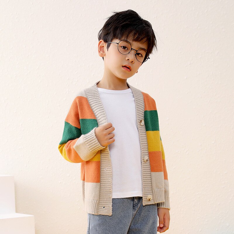 Herfst Peuter Jongen Truien Kinderen Katoen Vesten Jongens Gestreepte Jumper Truien Kinderen Lange Mouwen V-hals Jas Kinderen Trui