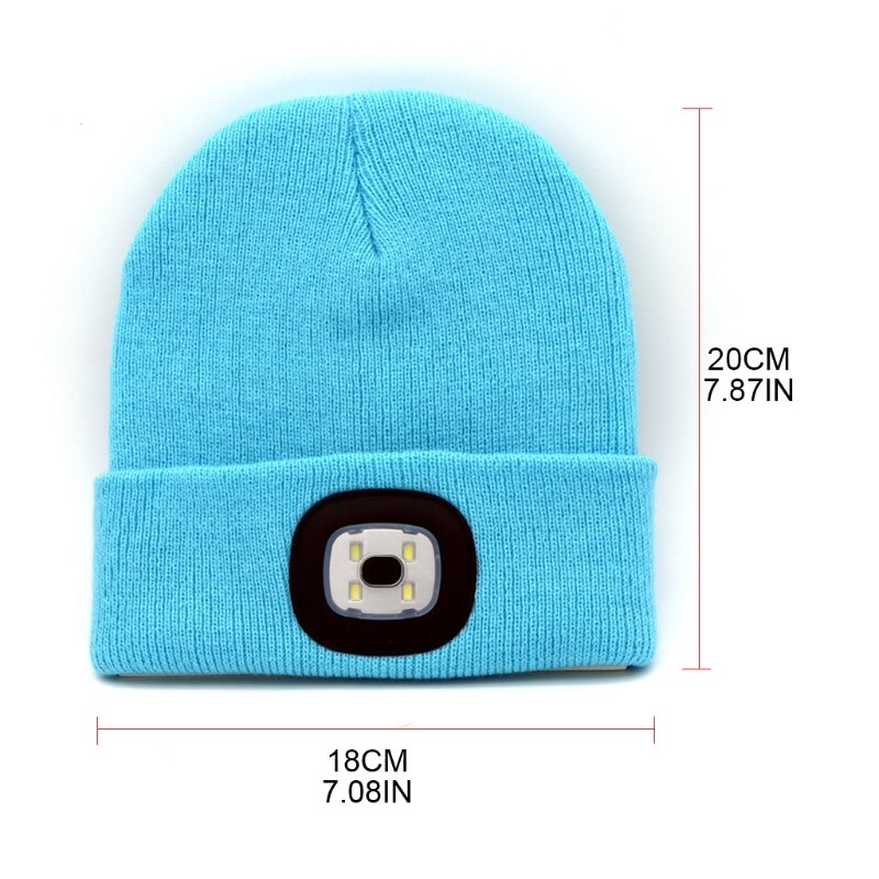 Gorro con luz LED recargable por USB para niños, gorro con 4 luces LED para iluminación nocturna, de alto brillo, ropa Ultra suave