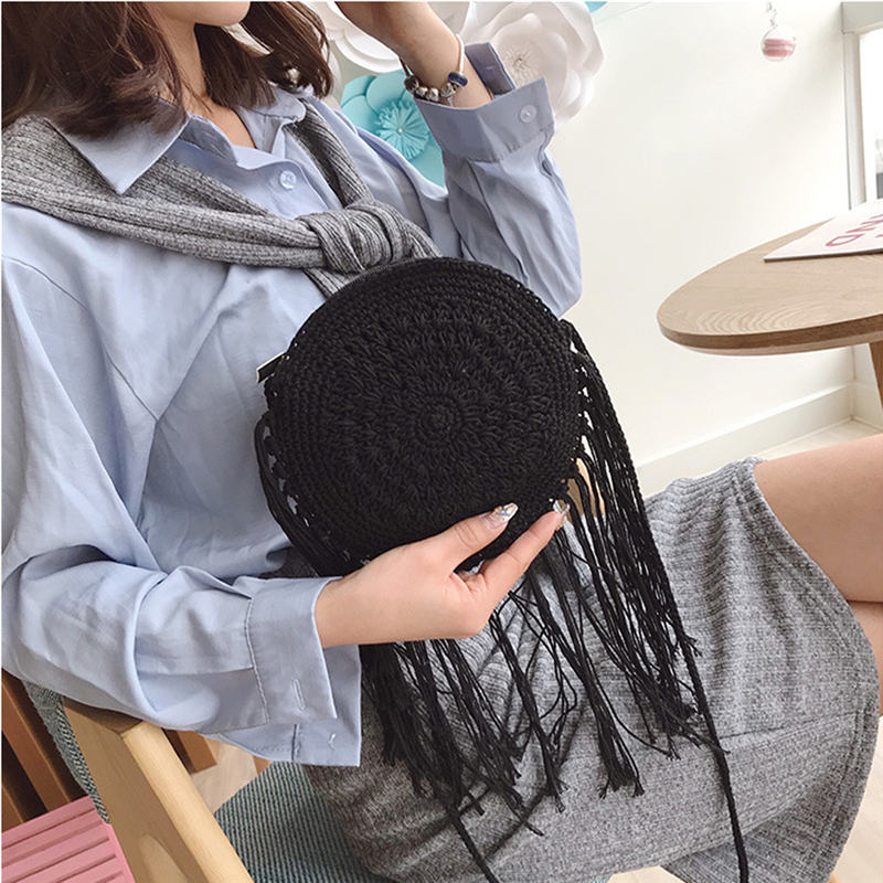 Sommer halm vevd bag casual boho messenger skulder dusk bag håndveske crossbody bag