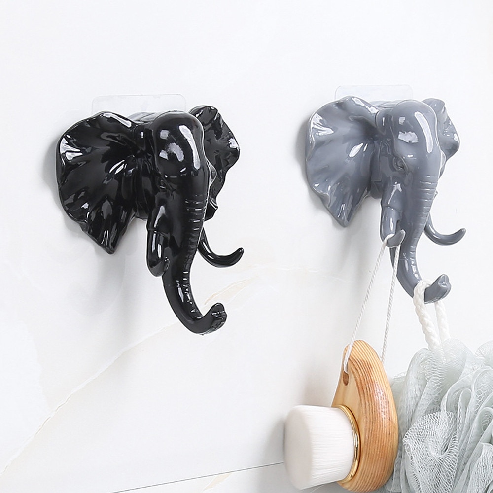 Olifant Hoofd Dier Muur Deur Kleding Haak Display Magazijnstellingen Zelfklevende Hanger Bag Keys Sticky Holder Decor