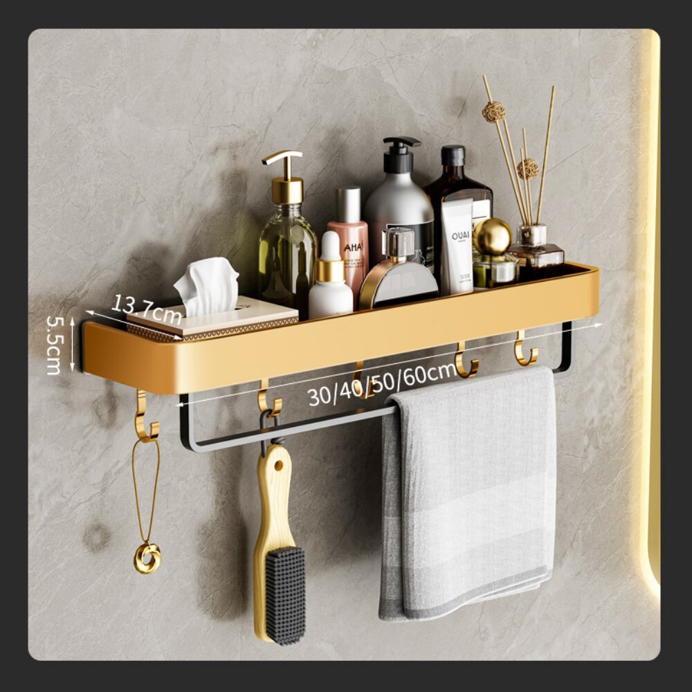 Luxury Bathroom Shelves Golden Punch-Free Shower S... – Grandado