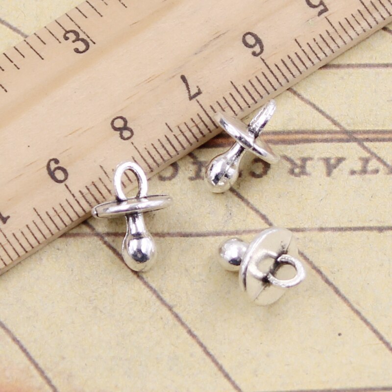 20Pcs Charms Baby Fopspeen Binky Bijtring 13X10X10Mm Tibetaanse Brons Zilver Kleur Hangers Antiek Maken diy Handgemaakte Craft: Antique Silver Plated