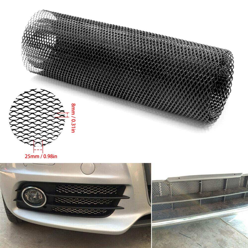 Aluminum Mesh Grill Cover Car Bumper Fender Hood Vent Protector Rhombic Grill Universal Black Front Radiator Grills 100*33cm