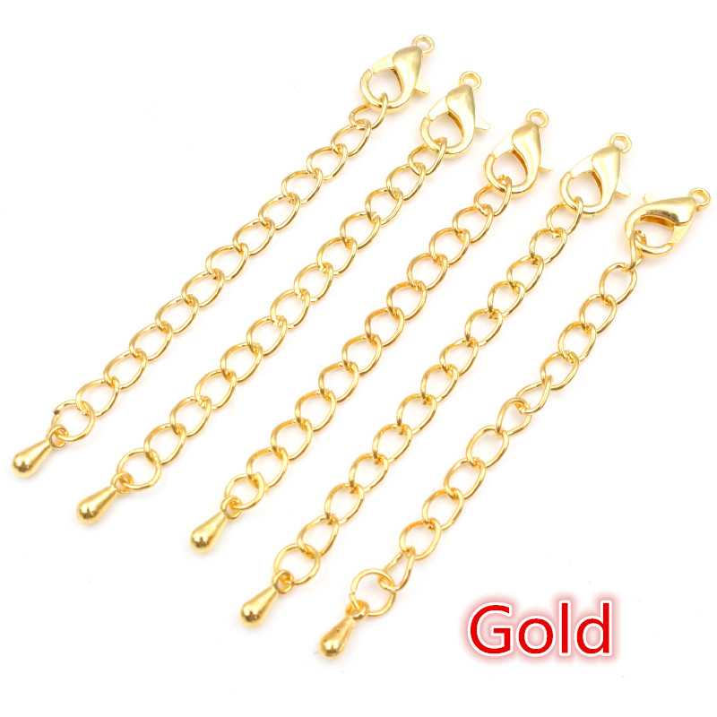 10Pcs 50 70Mm Gold Verzilverd Uitgebreide Uitbreiding Tail Chain Kreeft Sluitingen Connector Voor Diy Ketting Sieraden Maken bevindingen: M / GRIJS