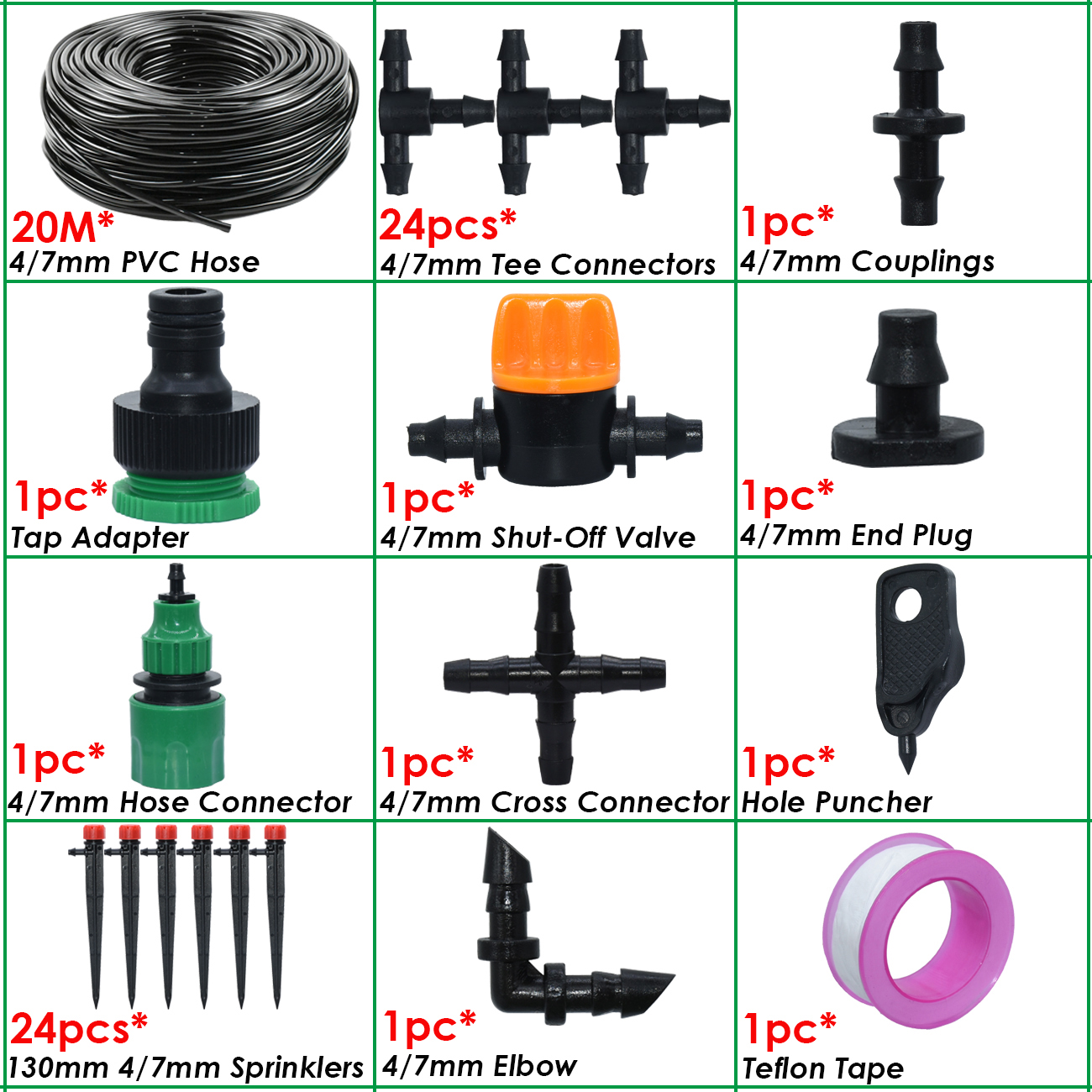 KESLA Garden Drip Irrigation System Adjustable Sprinkler Drippers 1/4'' Hose Ball Valve Timer Watering Flowers Lawn Greenhouse: Burgundy