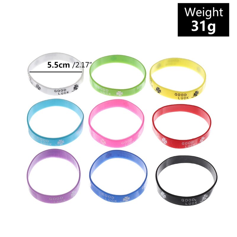 R2LE 9 Stück Gemischt Farben Silikon Armbänder vier-Blatt Kleeblatt Armbänder Party Sport Zubehör für Männer Frauen
