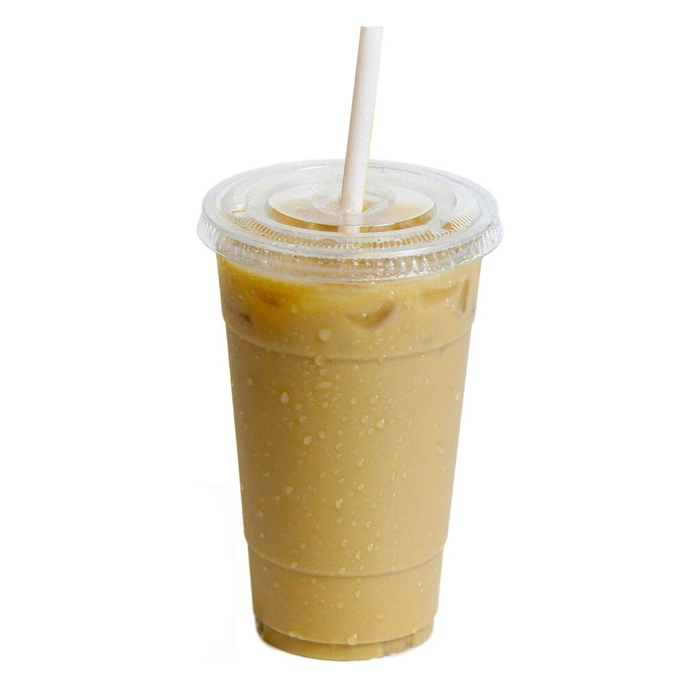 100 pakker 700ml 24oz klare plastik kopper med låg til iskold drikke kaffe te smoothie, ekstra stor størrelse