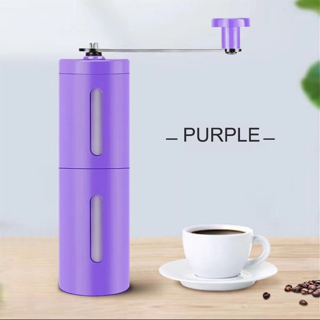 Hand in hand to shake coffee machine home small mill hand mill bean grinder coffee bean grinde: Purple