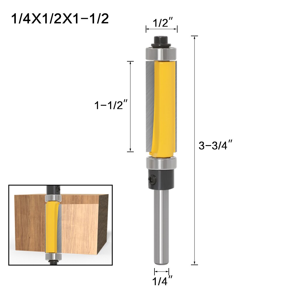 1Pc 6mm 1/4" Shank Template/Trim Router Bit, with 2" Long Routing Cutters. Features: top &amp; bottom ball bearings Woodworking Tool: 6.35X12.7X38
