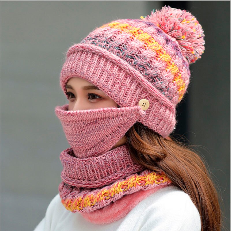 Winter Hat Skullies Beanies Hats Winter Beanies For Women Girl Wool Scarf Caps Balaclava Mask Gorras Bonnet Knitted Hat Ski Cap