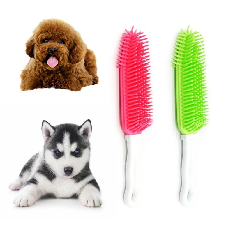 Perro cachorro gato pelo cepillo para el baño de silicona suave cabello pegajoso herramienta Animal PEQUEÑO masaje herramienta