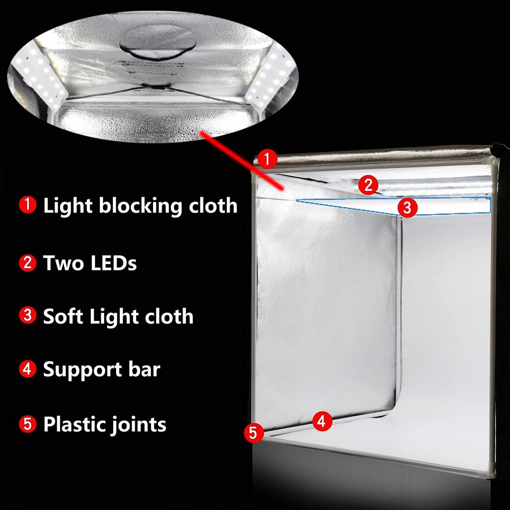 WINGRIDY W40 LED Folding Photo Studio Softbox Lightbox 40*40 light Tent with white yellow black background Accessories box light