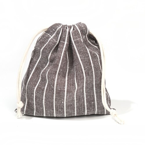 Cotton Linen Cloth Drawstring Bags Striped Storage Package Key Jewelry Pouch Coin Purse Travel Use 16x15cm - 15x14cm 2 PCs: 1