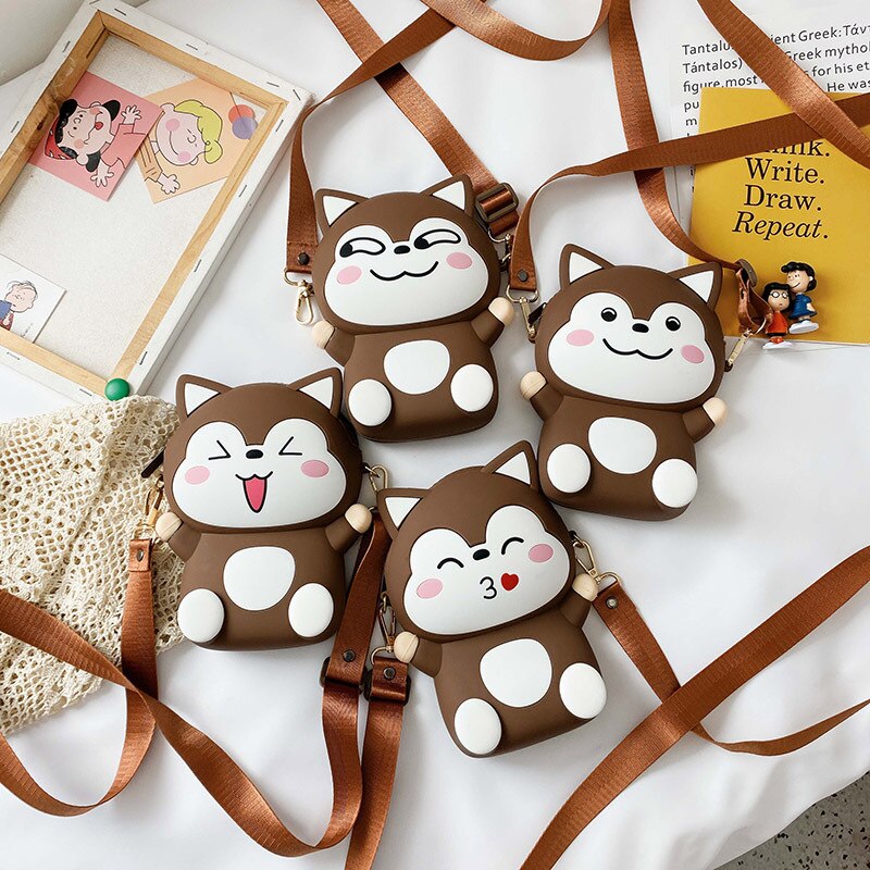 Silicone messenger bag female cartoon cute monkey mobile phone bag women shoulder bag